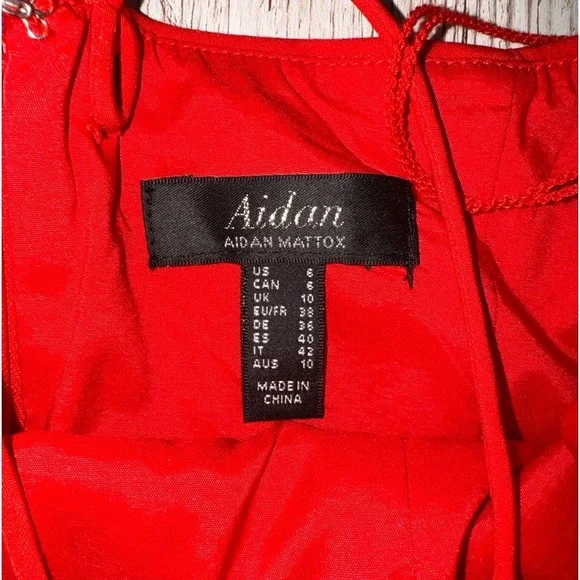 NWT Aidan Matrix Cocktail Halter Dress With Godets Red Mini Sleeveless 6